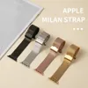 Milanés Bucle Reloj Bandas Correas de metal para Apple Watch Series 7 SE 6 5 4 3 Correa de acero inoxidable Hebilla ajustable magnética con adaptador Iwatch 41mm 45mm 40mm 44mm