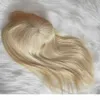 Toupet de cheveux humains blonds 613 60, toupet de couleur vierge européenne Mono Slik pour femmes, densité 130, clips à clipser49719684043332