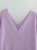 Мода фиолетовый вязаный свитер Женщины зимний сексуальный с длинным рукавом пуловер женский перемычка овсезезе Корейский свитер 210521