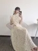 Kuzuwata elegante verse hoge taille vrouwen jurk lente geplooide trekkoord slanke jurken sexy holle vestidos 210608