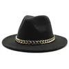 紳士用ウール教会キャップバンドのためのMen039s Fedora Hat Wide Flat Brim Jazz HatsスタイリッシュなTrilby Panama Caps9431098