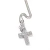 Män Hip Hop Style Cubic Zirconia Micro Pave Cross och Crown Pendant Halsband