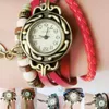 Wristwatches Women Girl Vintage Watches Bracelet Leaf Pendant Leather Lady Womans Wrist Watch Gift #G955