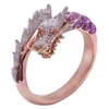 Cluster Rings Faucet Female Dragon Animal Ring Steel Rose Gold Engagement Vintage Wedding Band för Women7388359