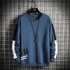 Männer Sweatshirt Herbst Streetwear Hip Hop Sweatshirt Weiß Crewneck Pullover Mode Oansatz Hemd Casual Wear 100% Polyester Y0816