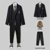 Primavera Autunno DK Suit da uomo abito coreano sciolto studente jk uniforme uniforme uniforme uniforme set di college cappotto casual abiti per uomo X0909
