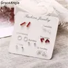 Stud 6piars / pack vintage alliage d'argent cristal strass petites boucles d'oreilles pour femmes mignon métal fleur coeur or boucle d'oreille ensemble mixte