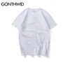 Gonthwidメンズバージンメアリープリント半袖TシャツサマーカジュアルコットンヒップホワイトトップスティーファッションストリートウェアTシャツ210629