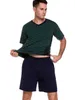 Mäns uppsättningar 2021 Sommar Casual Striped Patchwork Loose Short Sleeve T-shirt + Shorts 2 Pieces Home Wear Sets Män Stora 3XL X0610