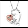 Naszyjniki wisiorki biżuteria Dostawa 2021 Naszyjnik wisieć serce złota róża kwiat biały kryształ