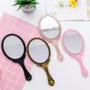 Vintage Pattern Handle Makeup Mirror Bronze Rose Gold Pink Black Color Personal Cosmetic Mirror RRF12759