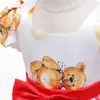 Kids Bear Love Printing Performance Avondjurk Groothandel Art Kinderen Formele Kleding met Bubble Mouwen Een meisje van een meisje