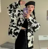 Giacche da donna Coreano Streetwear Streetwear Retrò Cow Print Casual Skin Denim Giacca Donne Donne