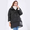 Hit Color Mid Długość Parkas Dla Kobiet Lapel Z Długim Rękawem Patchwork Casual Cotton Płaszcz Kobiet Zima Moda 210524