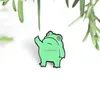 Green Frog Up Finger Brooch pins Cartoon Enamel Lapel pin for women men Top dress cosage fashion jewelry will and sandy