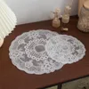 Mats Pads Anti-deslizamento Drinkware Lace Round Placemat Mesa bordada Coloque Mat Pad Tableeee Nordic Ins Desktop Decoração