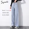 Syiwidii ​​rechte jean plus size hoge getailleerde denim broek brede been vintage streetwear volledige lengte broek lente zomer 210809