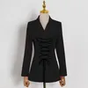 Elegant Solid Lace Up Blazer For Women Notched Long Sleeve Slim Casual Blazers Females Spring Fashion Stylish 210524