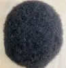 Proste peruki Slicone 15mm Afro Curl 1B Pełna Pu Powacz Męskie Wig Indian Virgin Human Hair Wymiana dla czarnych mężczyzn ekspresowych