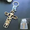 24 st First Communion Wood Keychain Favor Boys Girls for Guest Recuerdos Para Primera Comunion med presentpåsar