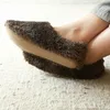 Slippers voor dames damesschuiven harige thuishuis CN (oorsprong) winter laag (1cm-3cm) plat met antislip houten vloer