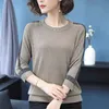 Kobiety Wiosna Jesień Swetry Sweter Lady Casual V-Neck Połowa Rękaw Roose Dzianiny Pullover Tops Sweter ZZ0244 X0721