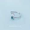 Open verstelbare Sterling Zilver 925 Marine Life Ring voor Vrouwen Gift Blue Crystal Loverly Mermaid Staart Fijne Sieraden 210707