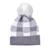 Fashion Street Plaid Women Beanie Knit Hats Rabbit Fur Pompom Caps Autumn Winter Outdoor Casual Ladies Warm Hat