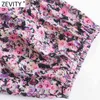 Zevity New Women甘い花プリントプリーツデザインのMidi Shirtドレス女性シックな長袖の抽選ブランドパーティーVestidos DS9059 Y1204