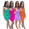 Summer Designers Femmes Sexy Slim Robes Mini Jupe Couleur Unie Irrégulière Sans Manches Crop Top Robe Moulante Party Discothèque Plus La Taille