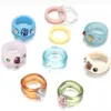 Kleurrijke Hars Ringen Retro Chunky Ring Uniek Strass Acryl Mode Stapelen Vierkante Sieraden Vinger Trendy Cadeau voor Vrouwen en Meisjes