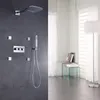 Krompolerad dusch med handhåll väggmonterat vattenfall och regn mässing kropp badrum varm kall mixer regn huvudavledare system