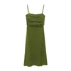 Kadın Yaz Spagetti Kayışı Elbise Backless Yeşil Renk Düzensiz Fold Bayanlar Nigh Parti Bodycon Kadın Vestido Mujer 210608
