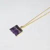 Pendant Necklaces Natural Slice Geode Drusy Stone Necklace Women Purple Crystal Quartz Amethysts Druzy Chain Femme 2021