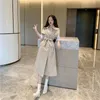 Women's Trench Coats Women's Short Sleeve Vest Coat Korean Double-Breasted Long With Belt Office Lady Windbreaker Spring Autumn Cloak