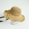 Chapeaux à large bord Simple chapeau de paille pliant à large bord disquette fille soleil plage femme été UV voyage dame vacances 8882311