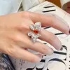 Vigselringar Uilz Vattendroppe Butterfly Form Mode Crystal Zircon Ring för kvinnor Present Lyx Kvalitet Smycken Justerbar Öppna