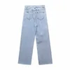 Denim rippade jeans kvinnor mode design spets trim hål med rosa båge byxor hög midja chic lady y2k pants pantalon 210709