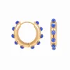 ファッションオパールストーン小さなフープイヤリングのためのシンプルなラウンドシミュレートされた真珠のハゲクリスタルイヤリングジュエリー