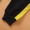 Jesień 2-częściowy Baby / Toddler Boy Colorblock Splice Sweter z długim rękawem i spodnie w paski Ustawia ubrania 210528