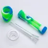 Silicone Hand Pipe with Glass Tube Only Inside Can Use With Banger Smoking Pipes Filter Tobacco Cigarette 528