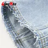 Women 100% Cotton Oversized Short Denim Jacket Turn-down Collar Jean for Vintage printing pocket Coat Female 210428