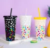 Creative Love Folor Leaming Tumblers Кружки Кубок 240oz / 710 мл PP Напитки холодной Голубой пластиковую воду Одиночные соломенный процесс