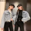 WERUERUYU automne femmes Denim manteau à manches longues veste décontracté déchiré trous hauts dame simple boutonnage Denim Streetwear 210608