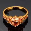 Wedding Rings Charm Female Champagne Crystal Stone Ring Vintage Gold Color Thin For Women Luxury Round Zircon Engagement Edwi22