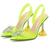 2024 Designer Femmes Sandales Femmes Stiletto Chaussures Cristal SandalesNouvelle Mode Fée Transparent Talons Hauts Sheos