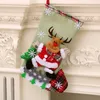 Boże Narodzenie Stocking Snowman Santa Claus Elk Bear Socks Linen Cukierki Prezenty Torby Uchwyt Kominek Xma Drzewo Dekoracji JJA9231