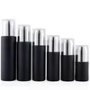 Vasi per bottiglie di vetro nero smerigliato Contenitore cosmetico per crema per il viso Bottiglie spray per lozione per la cura della pelle ricaricabili 20 ml 30 ml 40 ml 50 ml 60 ml 80 ml 100 ml