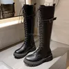 Winter Autumn Boots Women's 2021 Warm Snow Thick Soled Shoes Knee High Modern Gladiator Rome Lace Up Ytmtloy 70970