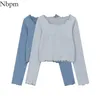 NBPM Lente Zomer Koreaanse Mode Katoen Lange Mouwen Top Vrouwelijke Tees Dames T-shirts Kleding Vrouw Tshirts Basic 210529